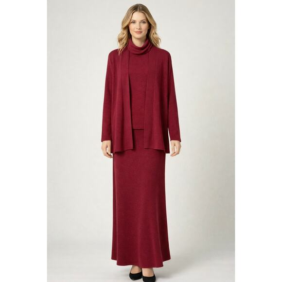 Eileen Fisher Dresses & Skirts - Eileen Fisher Women's Burgundy Maxi Skirt 3 Piece Set